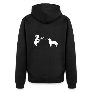 Golden Retriever mit Frau - Unisex Premium Bio Zip Hoodie - Schwarz - Hinten - Nico (187cm)