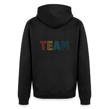 Team - Unisex Premium Bio Zip Hoodie - Schwarz - Hinten - Nico (187cm)