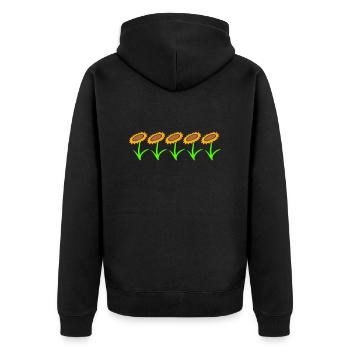 Viele Kleine Sonnenblumen Sonnen Fünf Blumen Reihe - Unisex Premium Bio Zip Hoodie - Schwarz - Hinten - Nico (187cm)