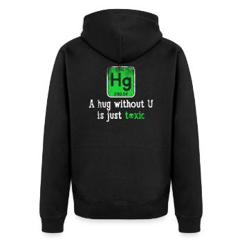 Cadeau toxique drôle de câlin de l'élément chimique de la science Hg - Veste à capuche bio Premium Unisexe - noir - Dos - Nico (187cm)