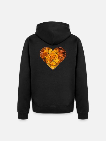 3D heart flames fire - Unisex Premium Organic Zip Hoodie - black