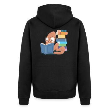 Buch Bücher Lesen Leser Bücherwurm - Unisex Premium Bio Zip Hoodie - Schwarz - Hinten - Nico (187cm)