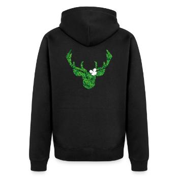 Cerf avec fleur en blanc pour le costume moderne - Veste à capuche bio Premium Unisexe - noir - Dos - Nico (187cm)