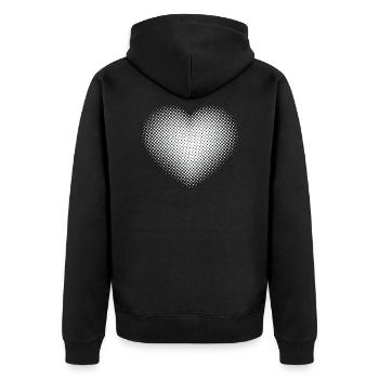 Das Weiße punkte Herz - Unisex Premium Bio Zip Hoodie - Schwarz - Hinten - Nico (187cm)