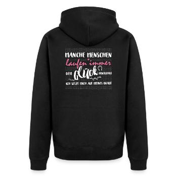 Reiten ist Glück | Pferd Reiterin Hobby Pferde - Unisex Premium Bio Zip Hoodie - Schwarz - Hinten - Nico (187cm)