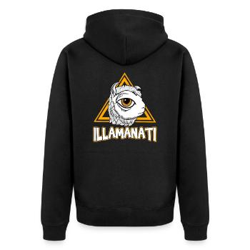 illamanati - cooles Lama Alpaka Geschenk - Unisex Premium Bio Zip Hoodie - Schwarz - Hinten - Nico (187cm)
