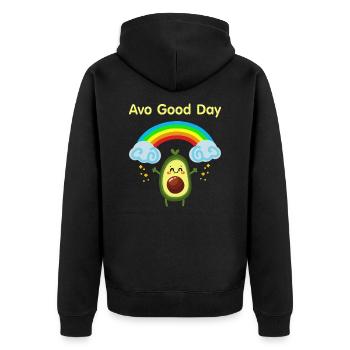 Avocado Good Day - Sweet Vegan Avocado Gift - Unisex Premium Organic Zip Hoodie - black - Back - Nico (187cm)