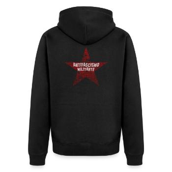 ANTIFA ITALIE antifascismo militante italien - Veste à capuche bio Premium Unisexe - noir - Dos - Nico (187cm)