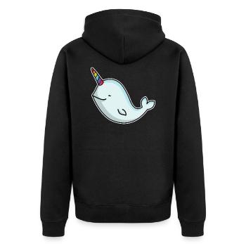 Narval de baleine Licorne avec cadeau de corne de licorne - Veste à capuche bio Premium Unisexe - noir - Dos - Nico (187cm)