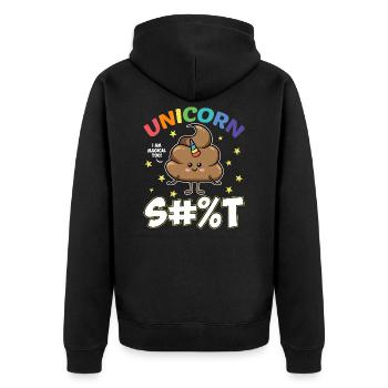 Lustiger Einhorn Haufen Kacke Scheisse Geschenk - Unisex Premium Bio Zip Hoodie - Schwarz - Hinten - Nico (187cm)