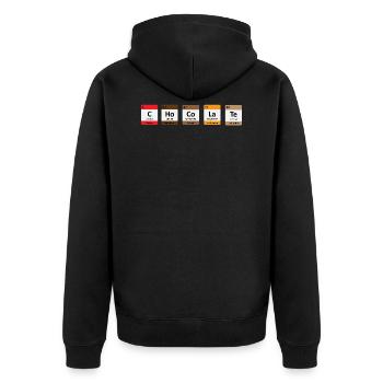 Schokolade - Unisex Premium Bio Zip Hoodie - Schwarz - Hinten - Nico (187cm)