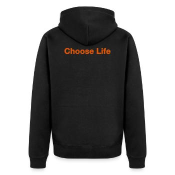 Wählen Sie Life Trainspotting Film Zitat - Unisex Premium Bio Zip Hoodie - Schwarz - Hinten - Nico (187cm)