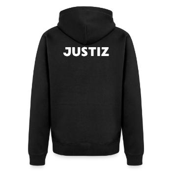 Justiz Anwalt Beruf Spruch Jura Geschenk - Unisex Premium Bio Zip Hoodie - Schwarz - Hinten - Nico (187cm)