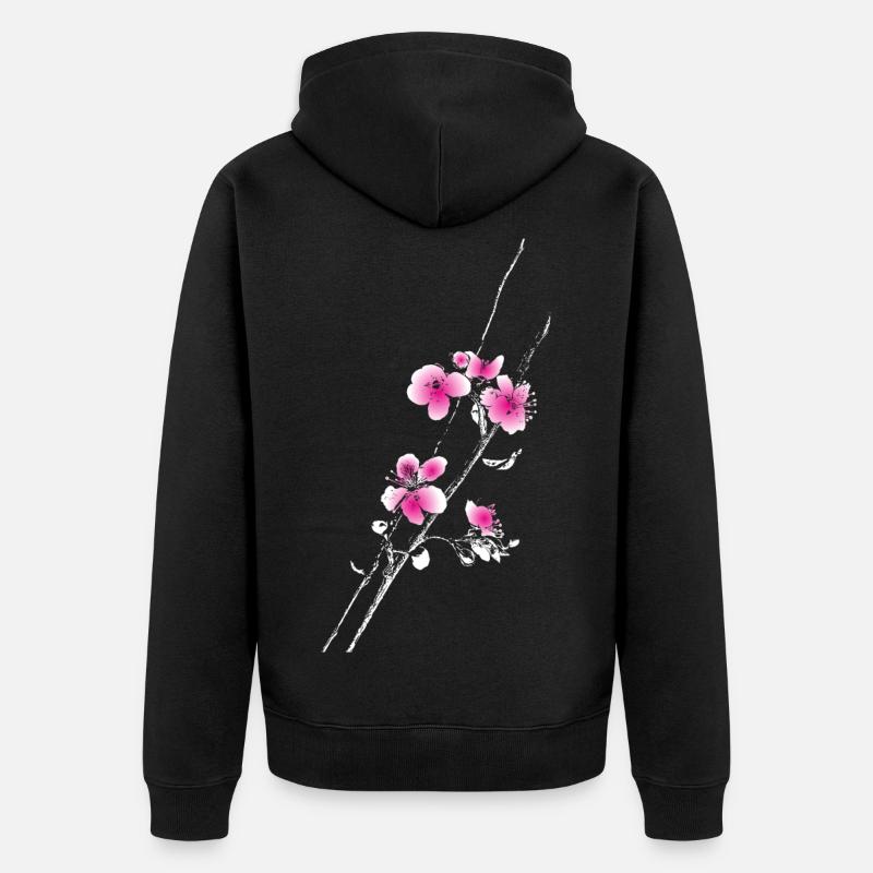 Branche des fleurs de cerisier - Veste à capuche bio Premium Unisexe - noir