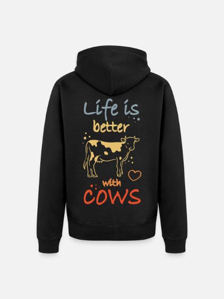 Cow lovers - Unisex Premium Organic Zip Hoodie - black