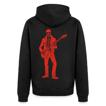 Guitarist Skeleton (Red) - Unisex Premium Organic Zip Hoodie - black - Back - Nico (187cm)