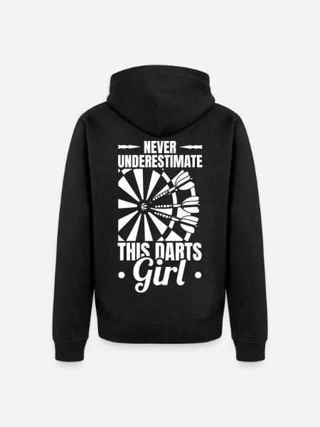 Never underestimate this darter girl - Unisex Premium Organic Zip Hoodie - black