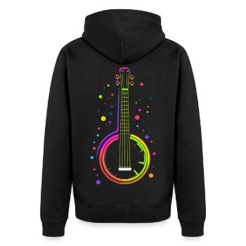 Banjo Cartoon Stil - Unisex Premium Bio Zip Hoodie - Schwarz - Hinten - Nico (187cm)