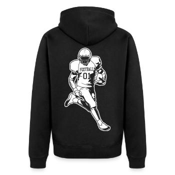 American Football Spieler - Unisex Premium Bio Zip Hoodie - Schwarz - Hinten - Nico (187cm)