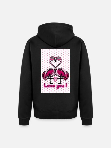 Flamingo love - Unisex Premium Bio Zip Hoodie - Schwarz