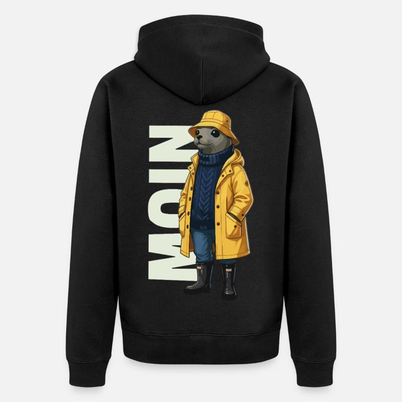 Seal Moin – Conception d’imperméable - Veste à capuche bio Premium Unisexe - noir