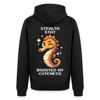 Sweet & Invisible | Seahorse - Unisex Premium Organic Zip Hoodie - black - Back - Nico (187cm)
