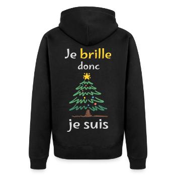 Glitzernde Tanne Ich strahle, ich bin - Unisex Premium Bio Zip Hoodie - Schwarz - Hinten - Nico (187cm)