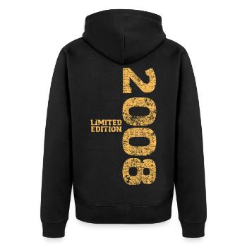 Limited Edition 2008 18. Geburtstag Geschenk - Unisex Premium Bio Zip Hoodie - Schwarz - Hinten - Nico (187cm)