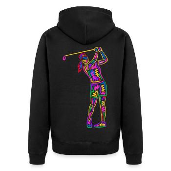 Golf Golfer bunt Frauen Kinder Mädchen Golfspieler - Unisex Premium Bio Zip Hoodie - Schwarz - Hinten - Nico (187cm)