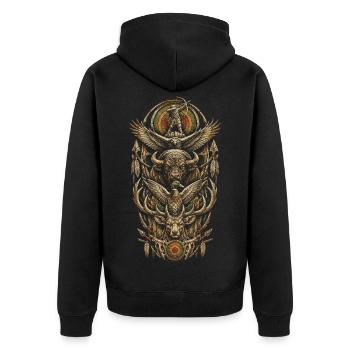 Bogenschießen Bogenschütze - Unisex Premium Bio Zip Hoodie - Schwarz - Hinten - Nico (187cm)