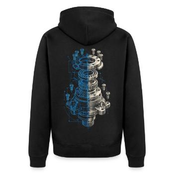Opérateur de machine de découpe, fraiseuse CNC - Veste à capuche bio Premium Unisexe - noir - Dos - Nico (187cm)
