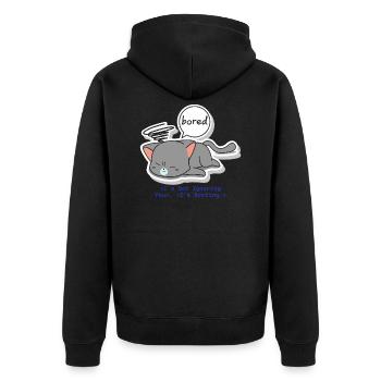 Gelangweilte Katze rastet sich aus - Unisex Premium Bio Zip Hoodie - Schwarz - Hinten - Nico (187cm)
