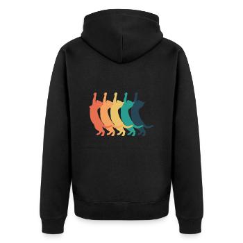 Katzen bunt - Unisex Premium Bio Zip Hoodie - Schwarz - Hinten - Nico (187cm)