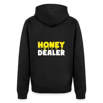 Honey Dealer Honey Bees - Unisex Premium Organic Zip Hoodie - black - Back - Nico (187cm)