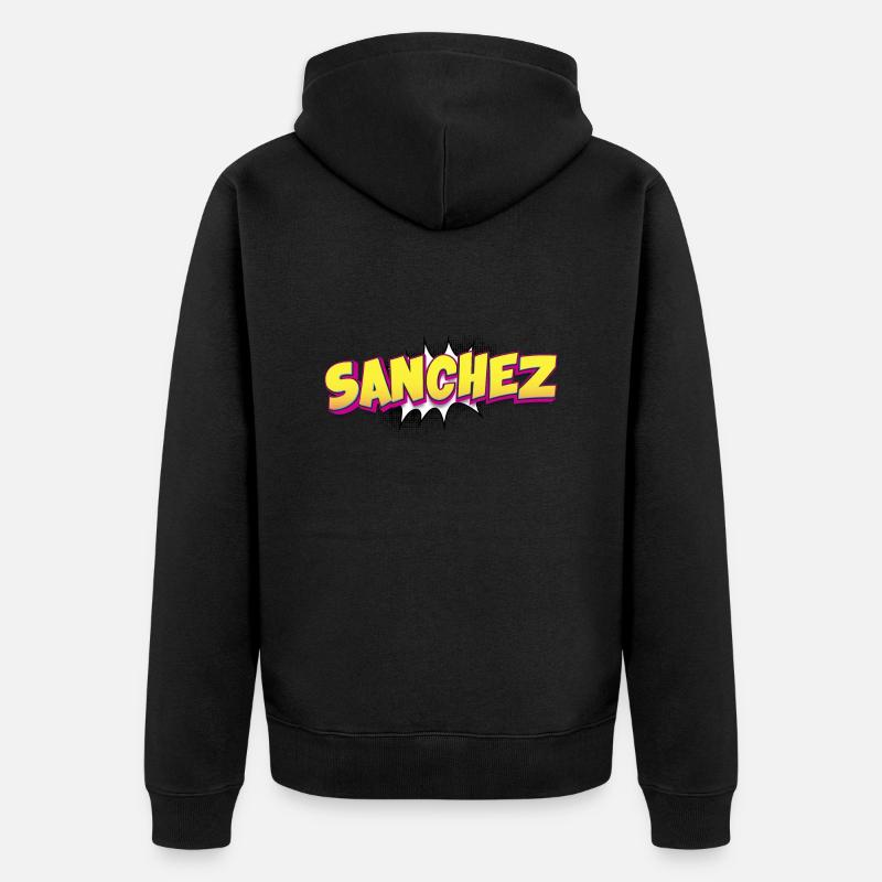 Sanchez Benutzerdefinierter Name Comic-Buch-Stil Pop-Art, - Unisex Premium Bio Zip Hoodie - Schwarz