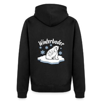 Winterbader Eisbaden Eisbad Spruch - Unisex Premium Bio Zip Hoodie - Schwarz - Hinten - Nico (187cm)