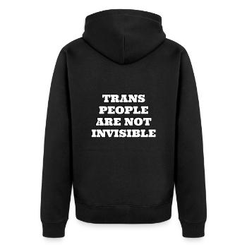 Trans people are not invisible - Unisex Premium Organic Zip Hoodie - black - Back - Nico (187cm)