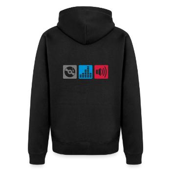 Music - DJ - Unisex Premium Bio Zip Hoodie - Schwarz - Hinten - Nico (187cm)