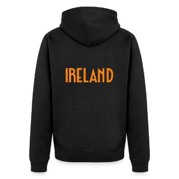 Ireland - Unisex Premium Organic Zip Hoodie - black - Back - Nico (187cm)