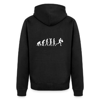 Plogging Geschenk Jogging Müll sammeln Ploggen - Unisex Premium Bio Zip Hoodie - Schwarz - Hinten - Nico (187cm)