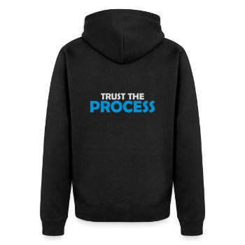 trust the process Quote - Unisex Premium Organic Zip Hoodie - black - Back - Nico (187cm)