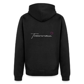 Traummann white - Unisex Premium Bio Zip Hoodie - Schwarz - Hinten - Nico (187cm)