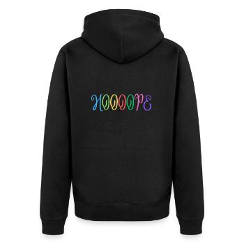 "HOOOOPE: un message positif pour vos murs" - Veste à capuche bio Premium Unisexe - noir - Dos - Nico (187cm)