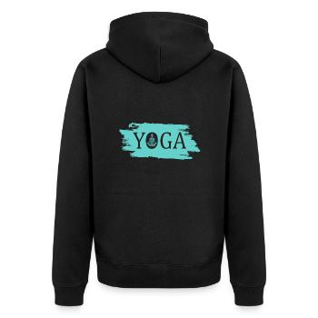 Yoga - Unisex Premium Bio Zip Hoodie - Schwarz - Hinten - Nico (187cm)