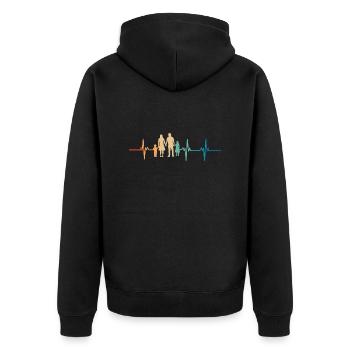 Family Heartbeat - Unisex Premium Organic Zip Hoodie - black - Back - Nico (187cm)