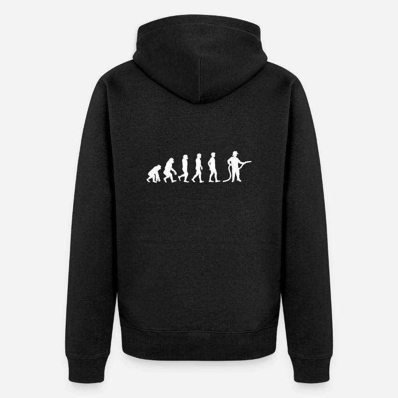 Evolution Feuerwehrmann weiß - Unisex Premium Bio Zip Hoodie - Schwarz