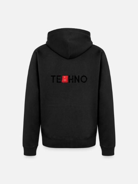 Techno On Off - Unisex Premium Bio Zip Hoodie - Schwarz