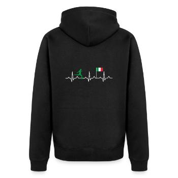 Fußball Herzschlag Italien Ekg - Unisex Premium Bio Zip Hoodie - Schwarz - Hinten - Nico (187cm)