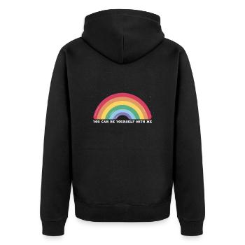 Du kannst mit mir du selbst sein - LGBTQ Ally Gay - Unisex Premium Bio Zip Hoodie - Schwarz - Hinten - Nico (187cm)