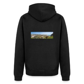Landschaftsansicht der Burg von Kefalos Insel Kos - Unisex Premium Bio Zip Hoodie - Schwarz - Hinten - Nico (187cm)